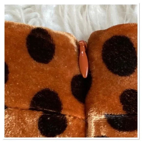 Madewell Velvet Circle Mini Skirt In Leopard Dot Orange Brown Black Size 6 - Picture 4 of 8